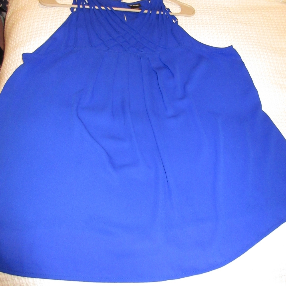 Torrid Blue Criss Cross Blouse